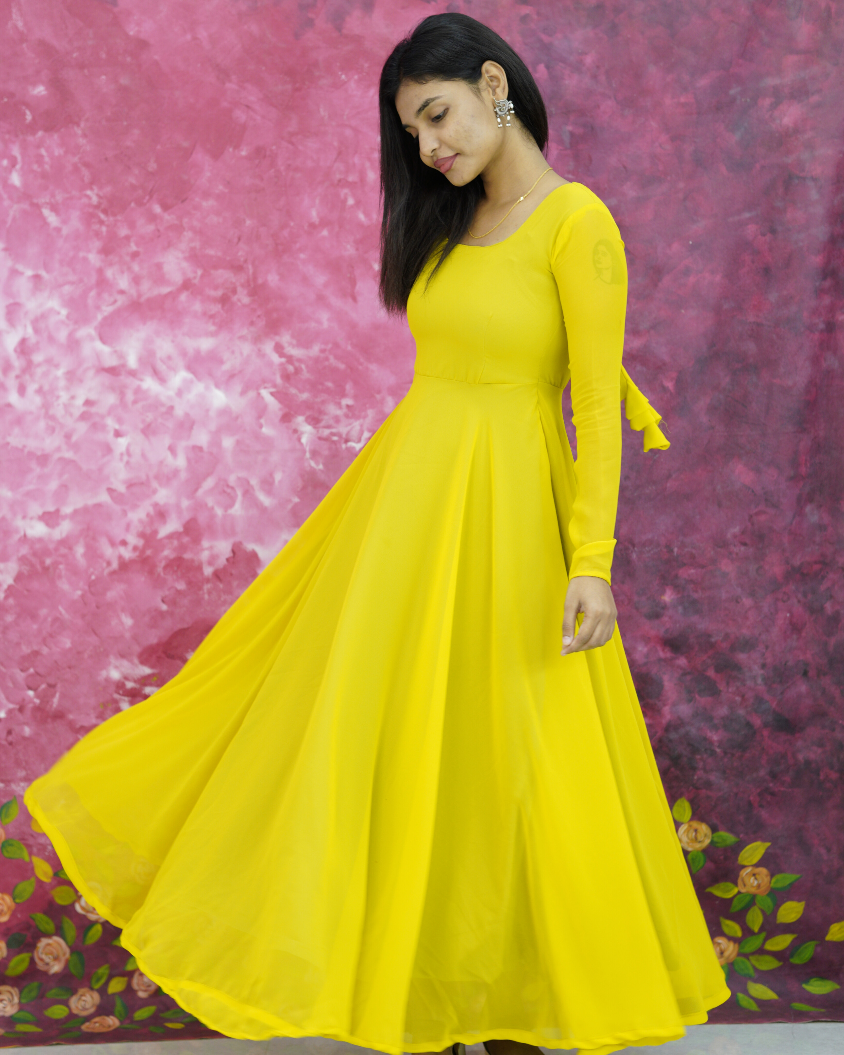 Pom pom lace anarkali